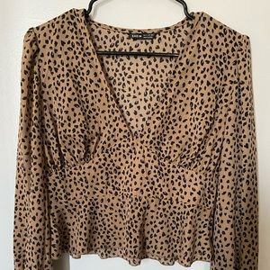 Cheetah Print Long Sleeve Blouse